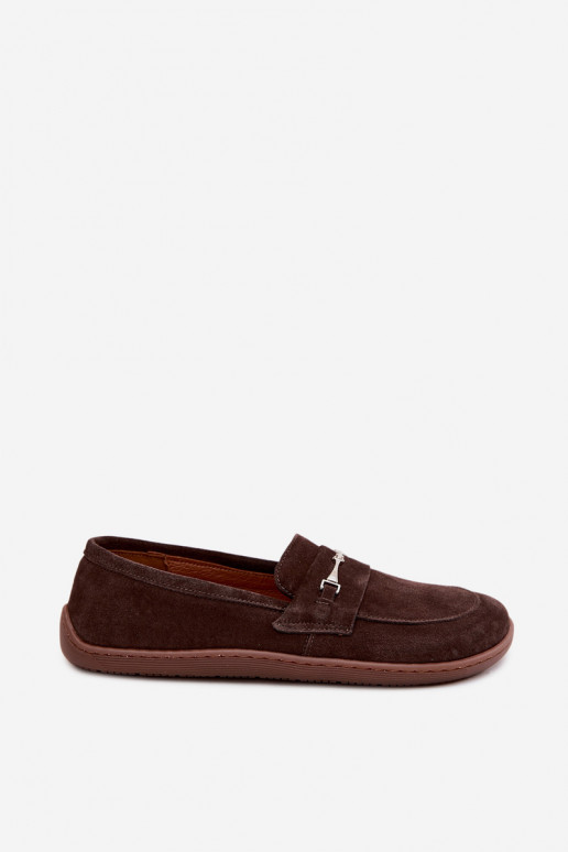 Suède barefoot mocassins Zazoo 322, chocolade kleur