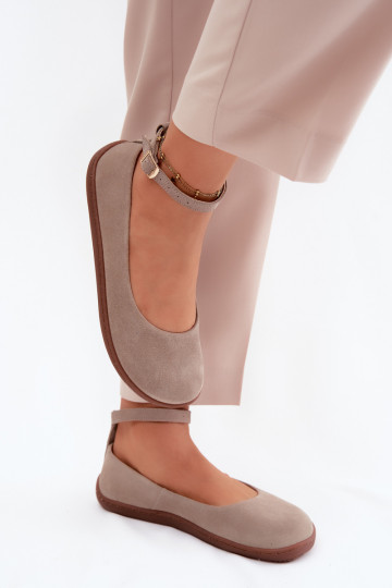 Suède barefoot ballerina's Zazoo 020, cappuccino kleur