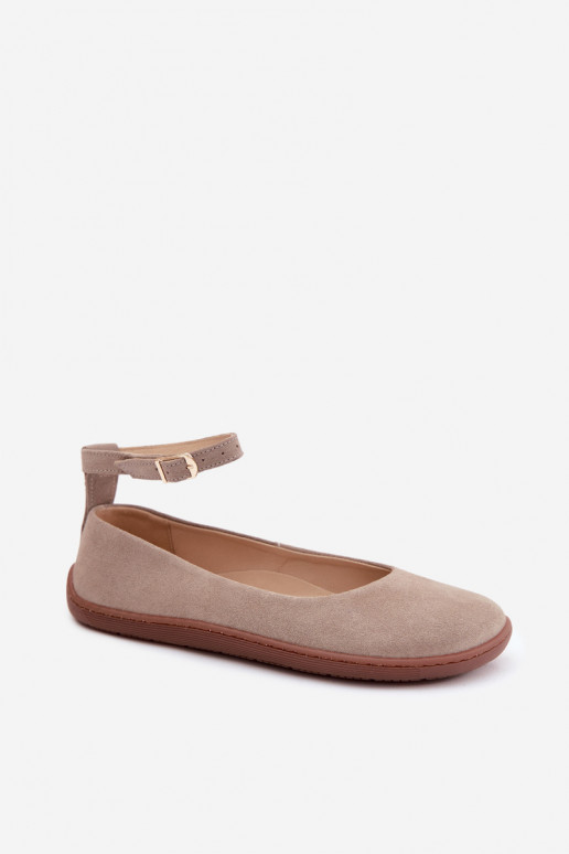 Suède barefoot ballerina's Zazoo 020, cappuccino kleur
