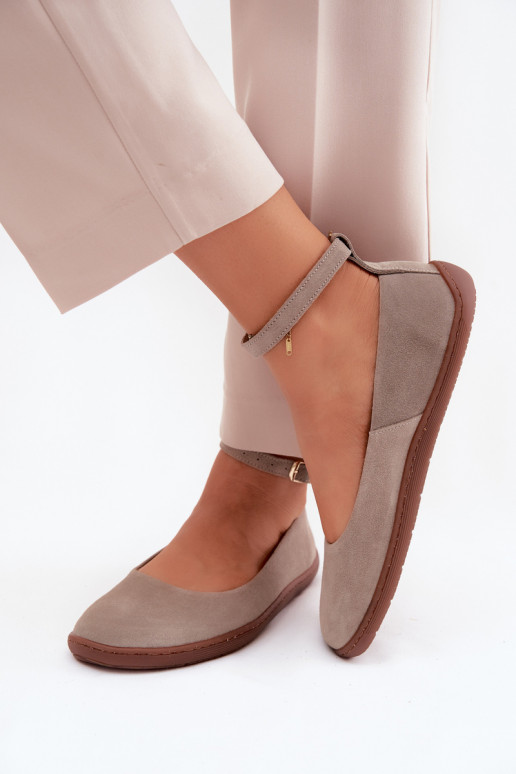 Suède barefoot ballerina's Zazoo 020, cappuccino kleur