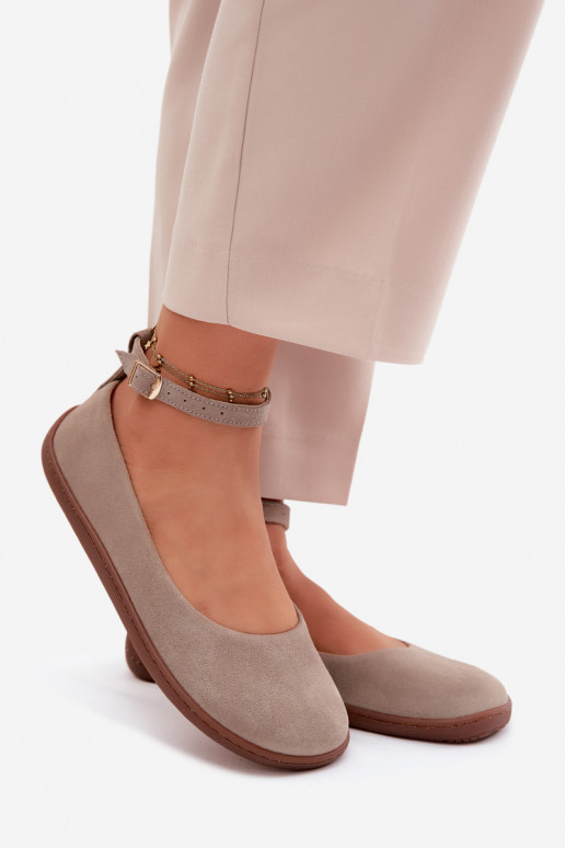 Suède barefoot ballerina's Zazoo 020, cappuccino kleur