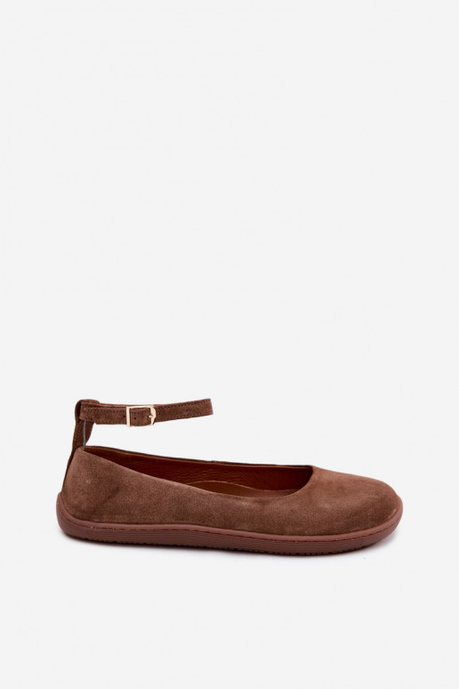 Suède barefoot ballerina's Zazoo 020, bruine kleur