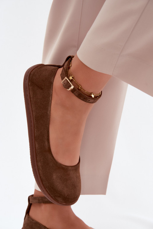 Suède barefoot ballerina's Zazoo 020, bruine kleur