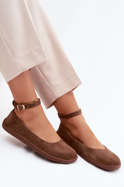 Suède barefoot ballerina's Zazoo 020, bruine kleur
