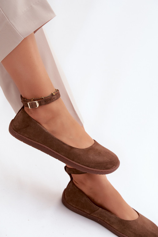 Suède barefoot ballerina's Zazoo 020, bruine kleur