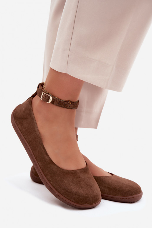 Suède barefoot ballerina's Zazoo 020, bruine kleur