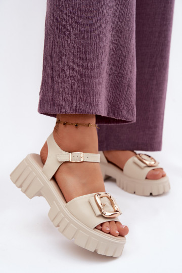Dames sandalen Dames met platform met gespen Vinceza 79611 beige 2