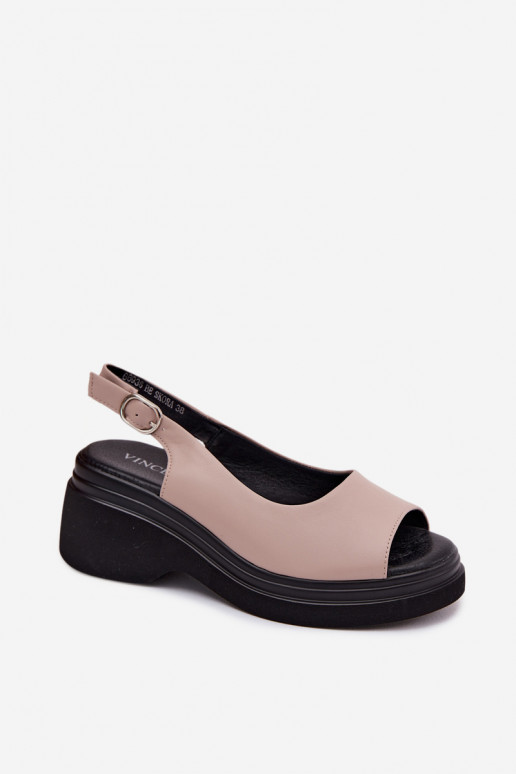 Leer Platform sandalen Vinceza 66936 beige