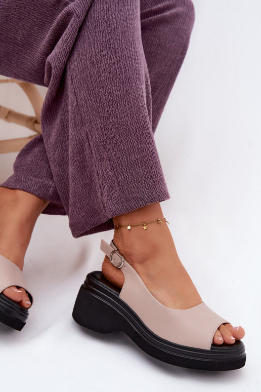 Leer Platform sandalen Vinceza 66936 beige