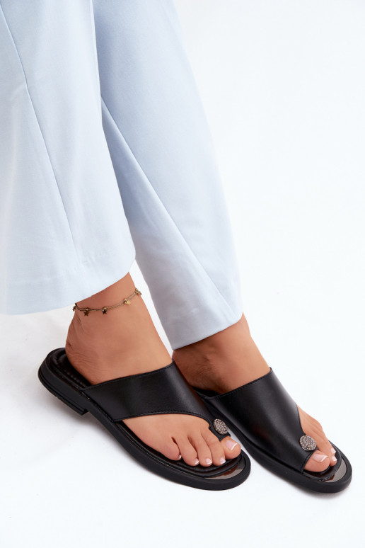 Leren pantoffels Slippers Dames met brede hakken Vinceza 62307 zInart