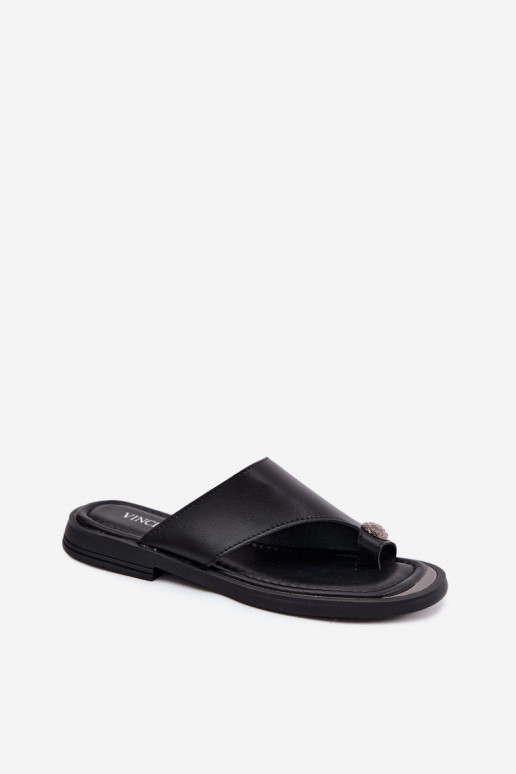 Leren pantoffels Slippers Dames met brede hakken Vinceza 62307 zInart