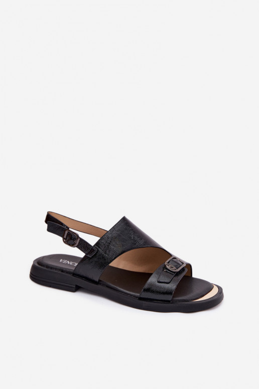 Zwarte dames sandalen met brede hak Vinceza 86434