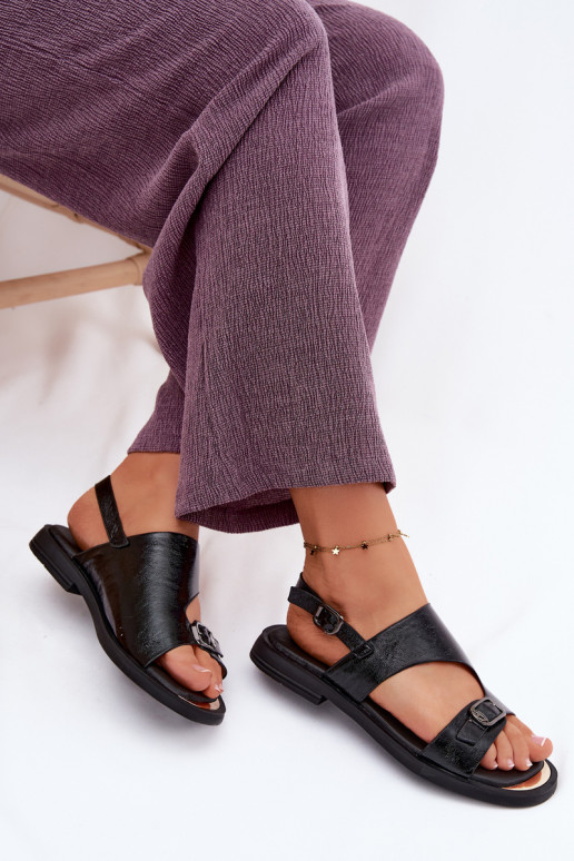 Zwarte dames sandalen met brede hak Vinceza 86434