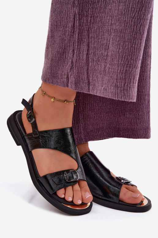 Zwarte dames sandalen met brede hak Vinceza 86434