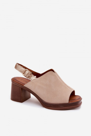 Leren elegante hoge hakken Vinceza 39995, zandkleur 2