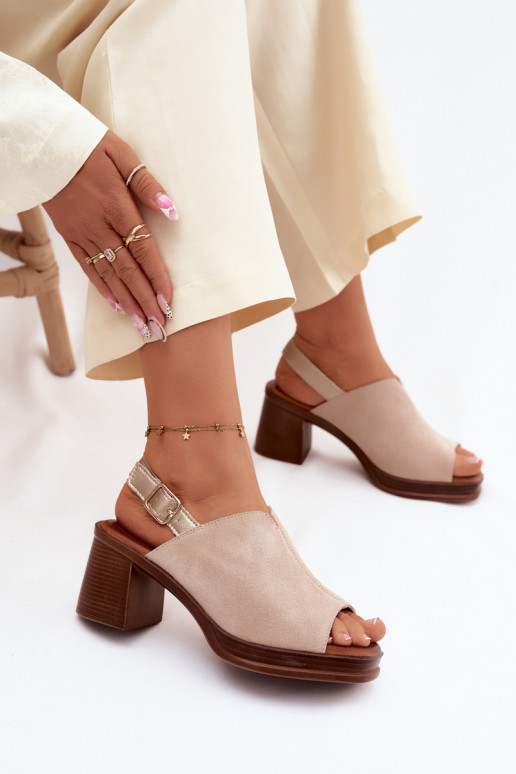 Leren elegante hoge hakken Vinceza 39995, zandkleur