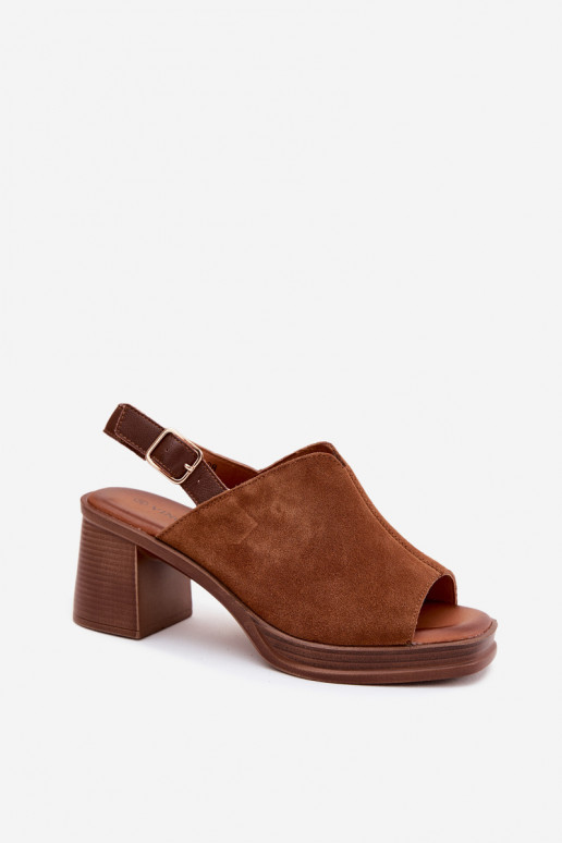 Bruine leren elegante hoge hakken Vinceza 39995