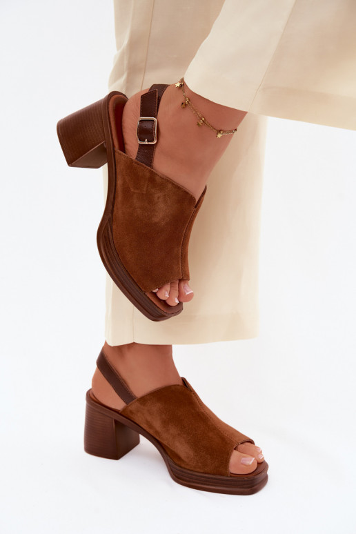 Leer Elegante suède hoge hakken Op Vinceza 39995 bruine kleur