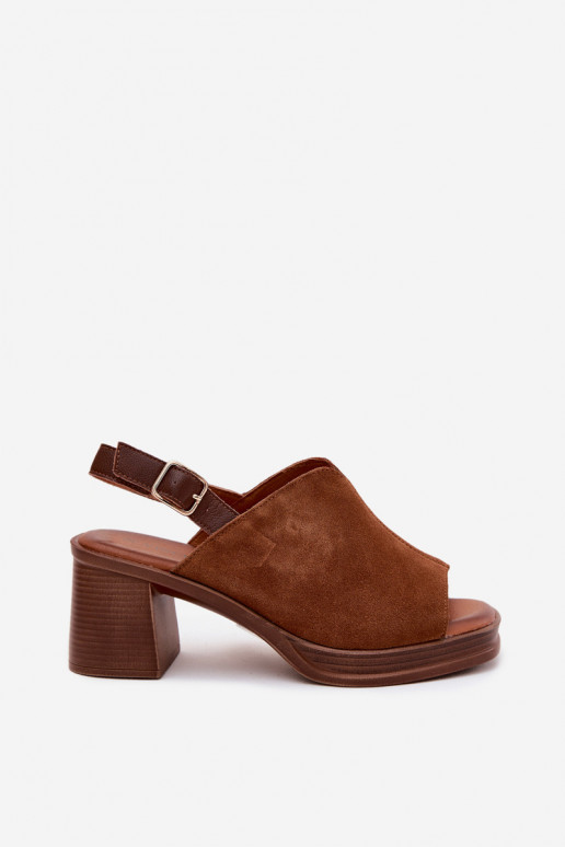 Leer Elegante suède hoge hakken Op Vinceza 39995 bruine kleur