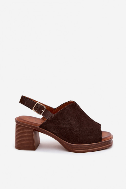T donkerbruin leren elegante hoge hakken Vinceza 39995