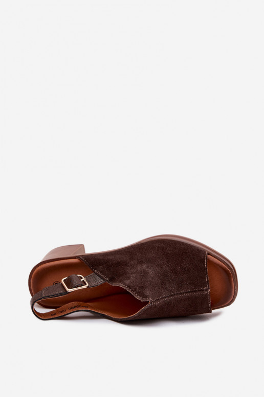 T donkerbruin leren elegante hoge hakken Vinceza 39995