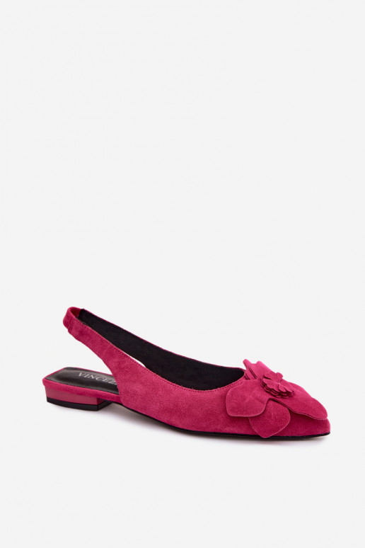 Roze leren platformsandalen met brede hak en bloem Vinceza 66951