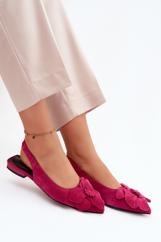 Roze leren platformsandalen met brede hak en bloem Vinceza 66951