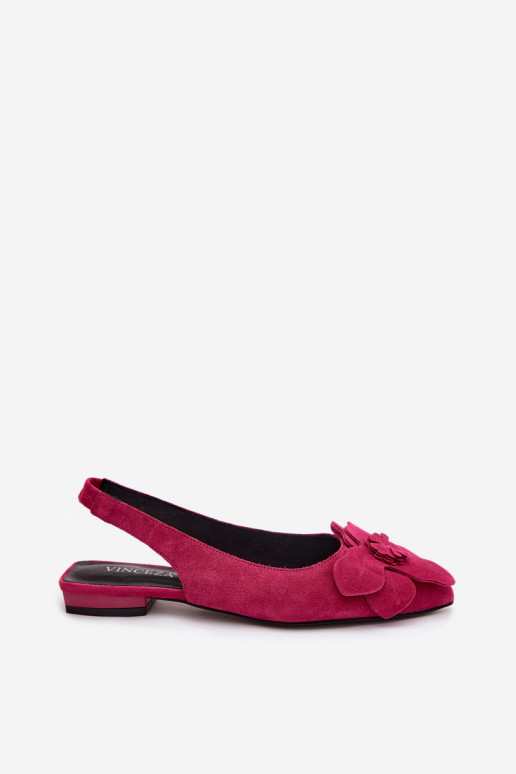 Roze leren platformsandalen met brede hak en bloem Vinceza 66951