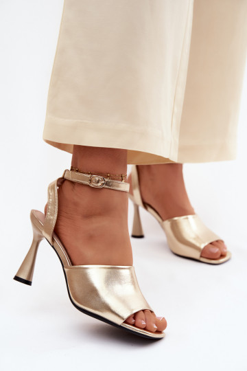 Gouden dames sandalen met hak Vinceza 62297 2