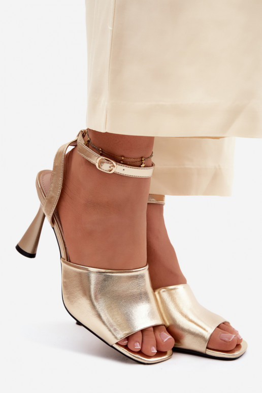 Gouden dames sandalen met hak Vinceza 62297