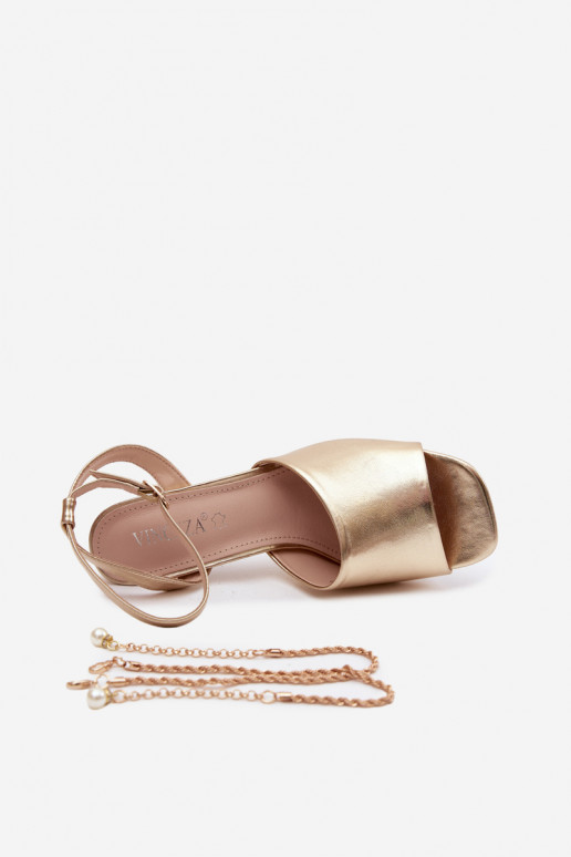 Dames sandalen met hakken Vinceza 62297 gouden kleur