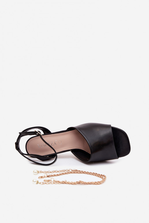 Zwarte dames sandalen met hak Vinceza 62297