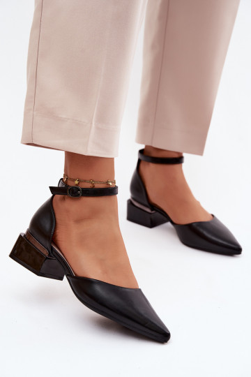Zwarte schoenen met hak en bandje Vinceza 62278