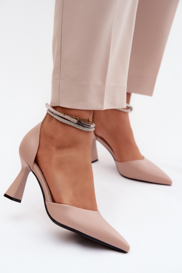 Schoenen met hakkenBłyszczącym Strepenem Vinceza 62283 beige 2
