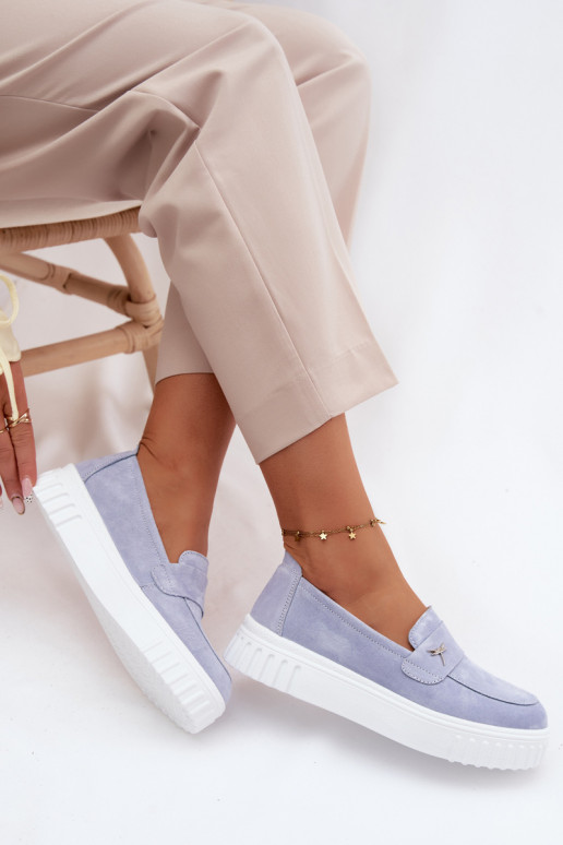 Leer van suède schoenen Dames met platform Persistent model Vinceza 93218 blauIn