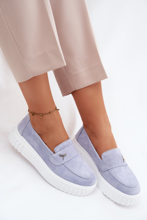 Leer van suède schoenen Dames met platform Persistent model Vinceza 93218 blauIn