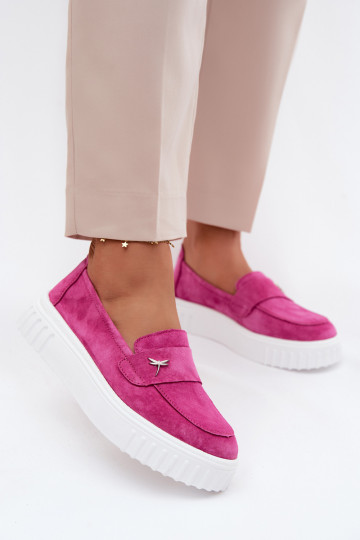 Dames platform instappers van faux suede Vinceza 93218 in roze 2