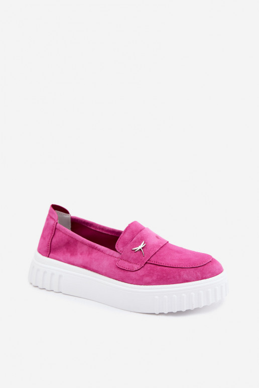 Dames platform instappers van faux suede Vinceza 93218 in roze