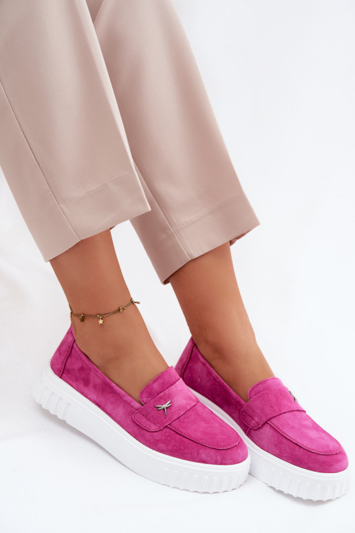 Dames platform instappers van faux suede Vinceza 93218 in roze