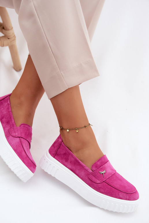 Dames platform instappers van faux suede Vinceza 93218 in roze