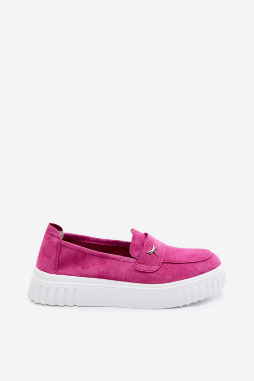 Dames platform instappers van faux suede Vinceza 93218 in roze