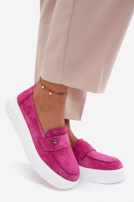 Leer van suède schoenen Dames met platform Persistent model Vinceza 93218 roze