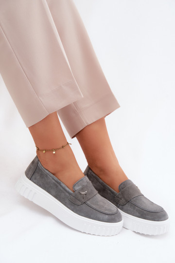 Dames platform instappers van faux suede Vinceza 93218 in grijs