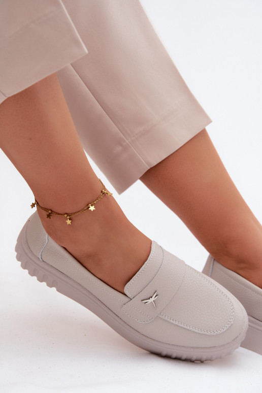 Dames leren platform instappers Vinceza 93218 in beige