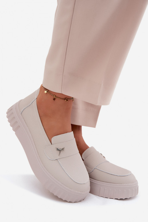 Leer schoenen Dames met platform Persistent model Vinceza 93218 beige