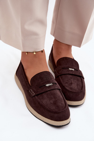 Dames mocassins van faux suede Vinceza 62273 in chocolade