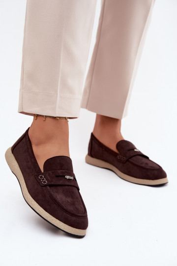 Dames mocassins van faux suede Vinceza 62273 in chocolade 2