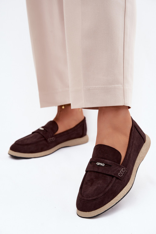 Dames mocassins van faux suede Vinceza 62273 in chocolade