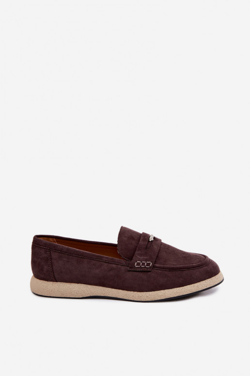Dames mocassins van faux suede Vinceza 62273 in chocolade