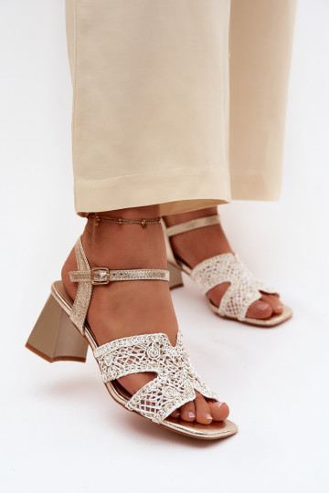 Gouden dames sandalen met hoge hak Vinceza 20282 2